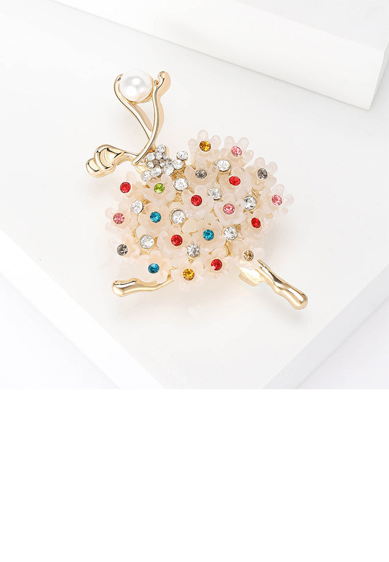 Fashion and Creative Plated Gold Ballerina Girl Brooch with Cubic Zirconia - Luxurious Look