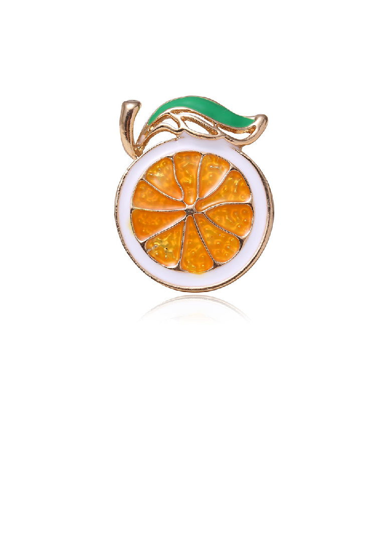 Fashion Sweet Plated Gold Enamel Lemon Brooch