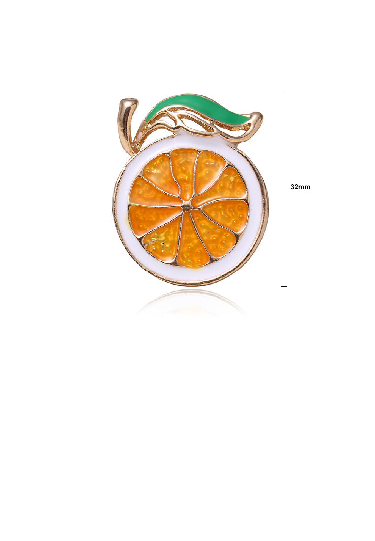 Fashion Sweet Plated Gold Enamel Lemon Brooch