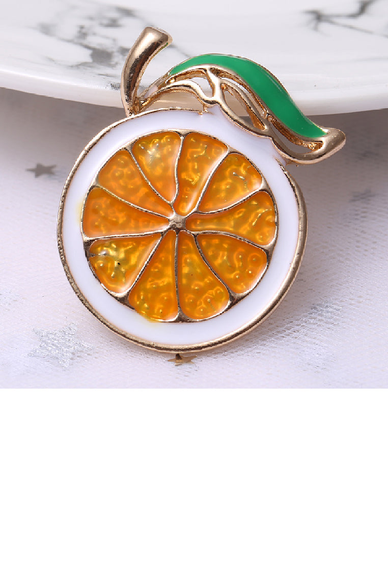 Fashion Sweet Plated Gold Enamel Lemon Brooch
