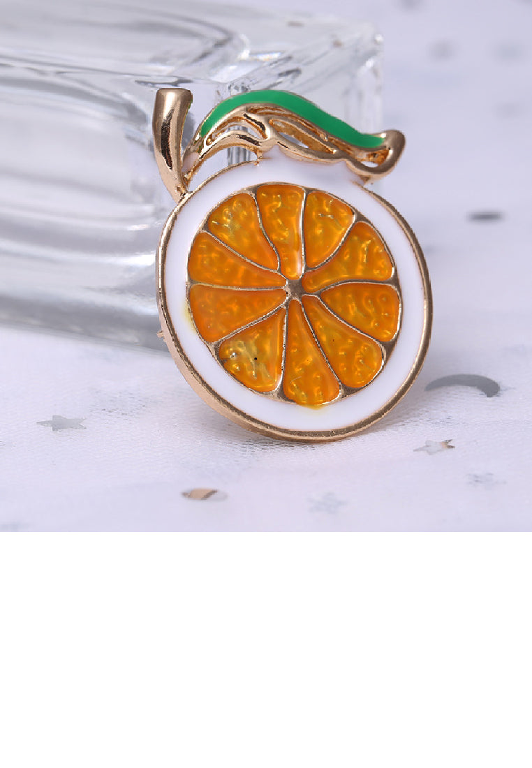 Fashion Sweet Plated Gold Enamel Lemon Brooch