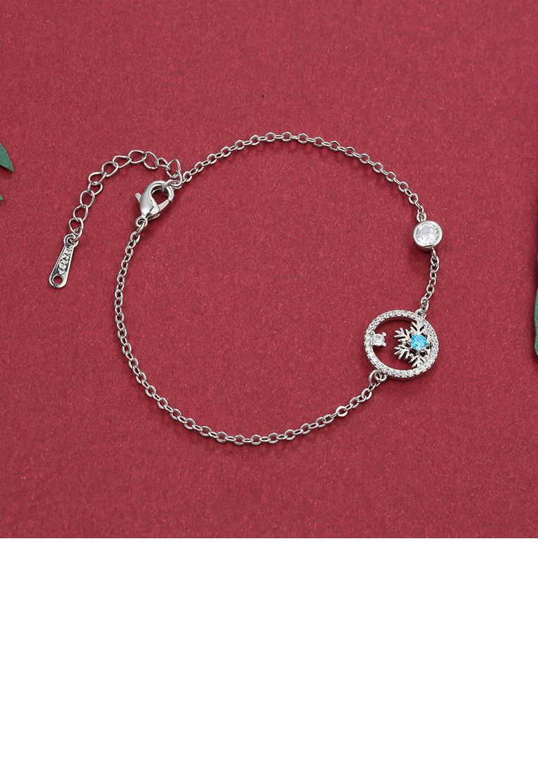 Elegant Snowflake Circle Bracelet with Austrian Element Crystal