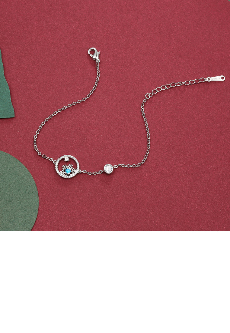 Elegant Snowflake Circle Bracelet with Austrian Element Crystal