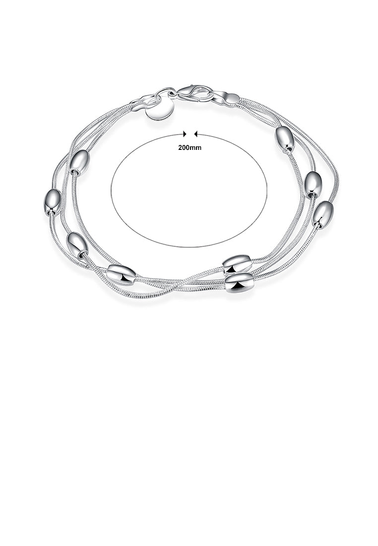 Simple Three-layer Oval Bead Bracelet