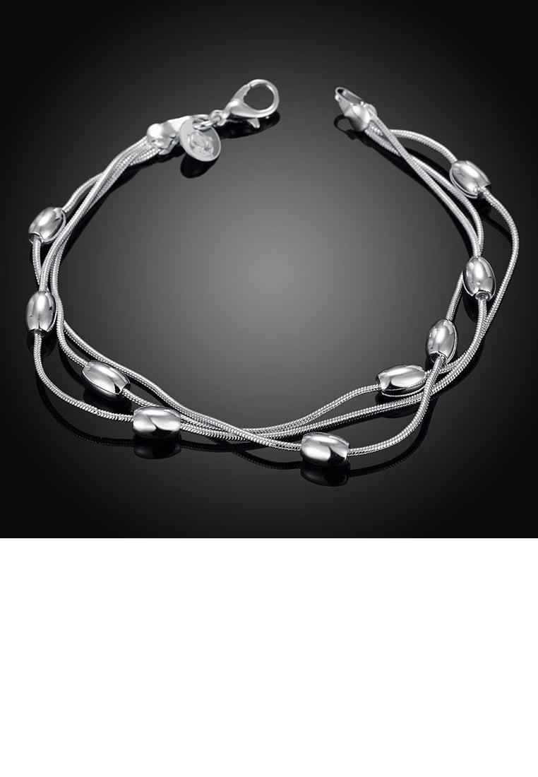 Simple Three-layer Oval Bead Bracelet