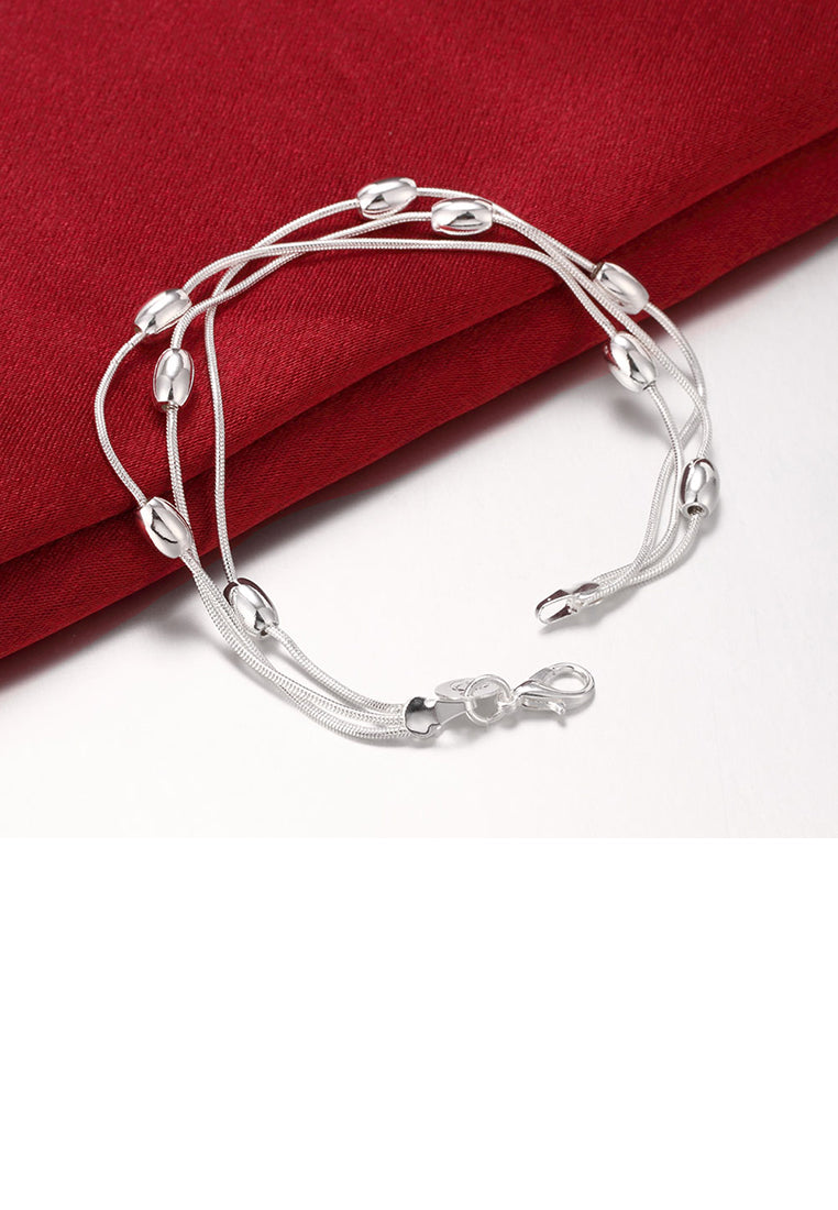 Simple Three-layer Oval Bead Bracelet