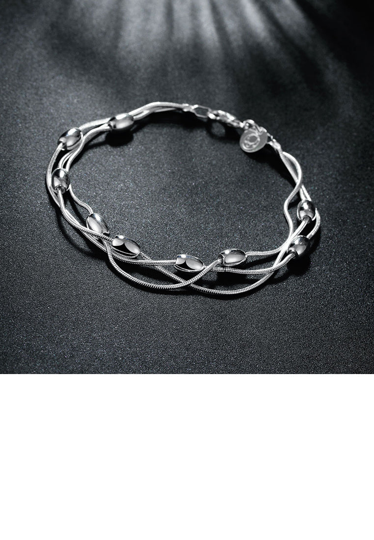 Simple Three-layer Oval Bead Bracelet