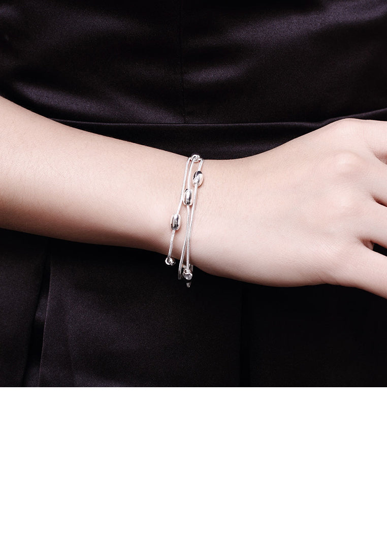 Simple Three-layer Oval Bead Bracelet