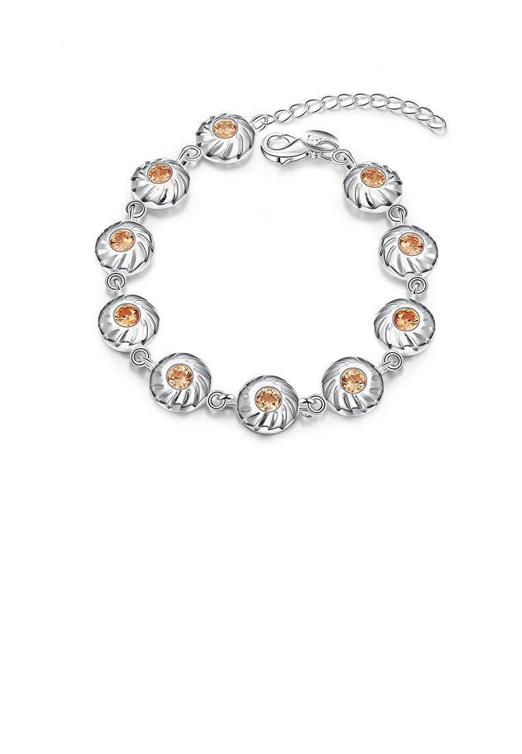 Fashion Elegant Geometric Round Champagne Cubic Zircon Bracelet