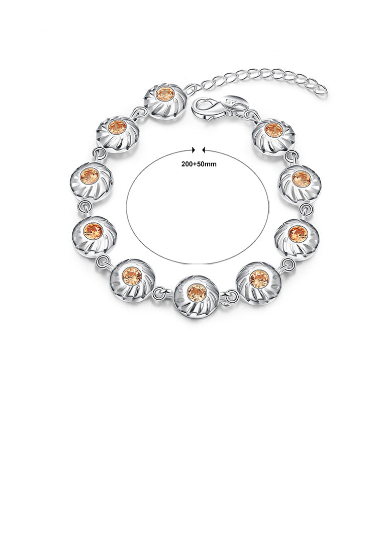 Fashion Elegant Geometric Round Champagne Cubic Zircon Bracelet