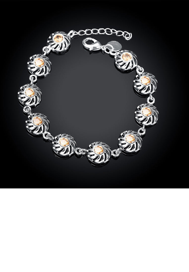 Fashion Elegant Geometric Round Champagne Cubic Zircon Bracelet