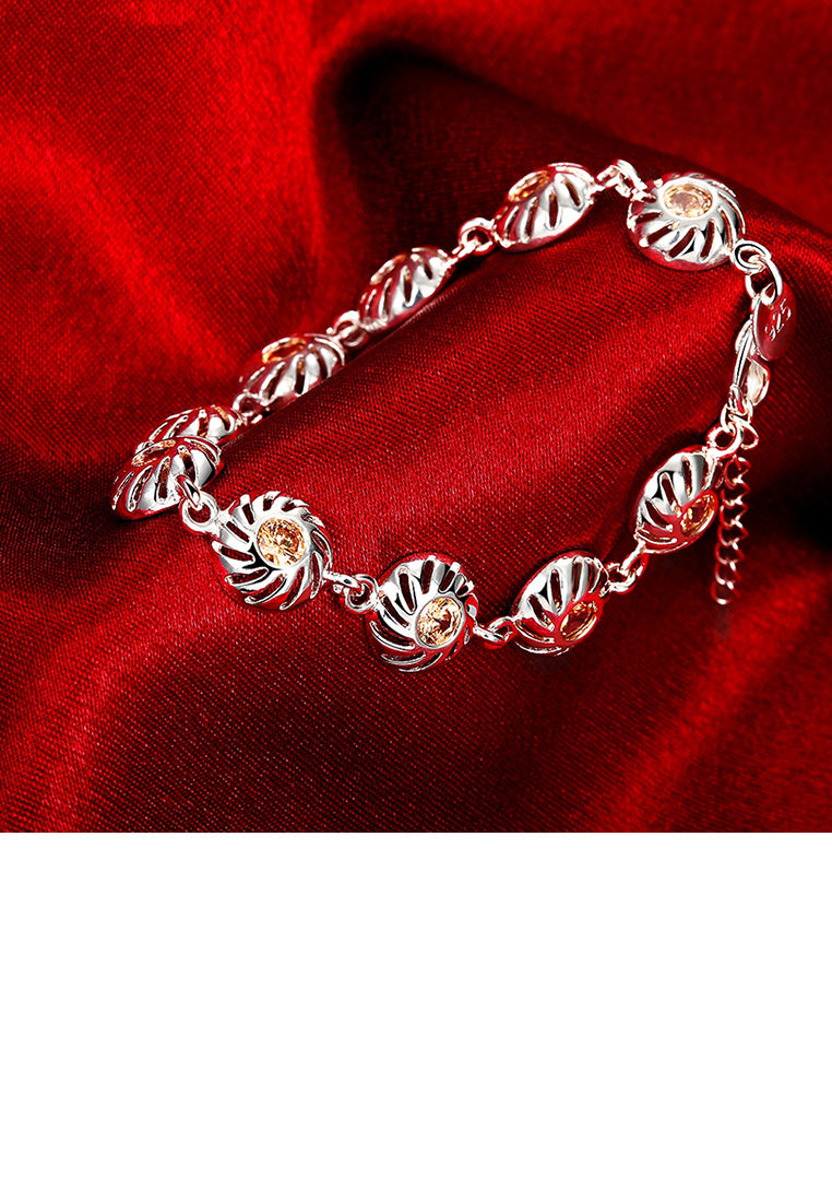 Fashion Elegant Geometric Round Champagne Cubic Zircon Bracelet