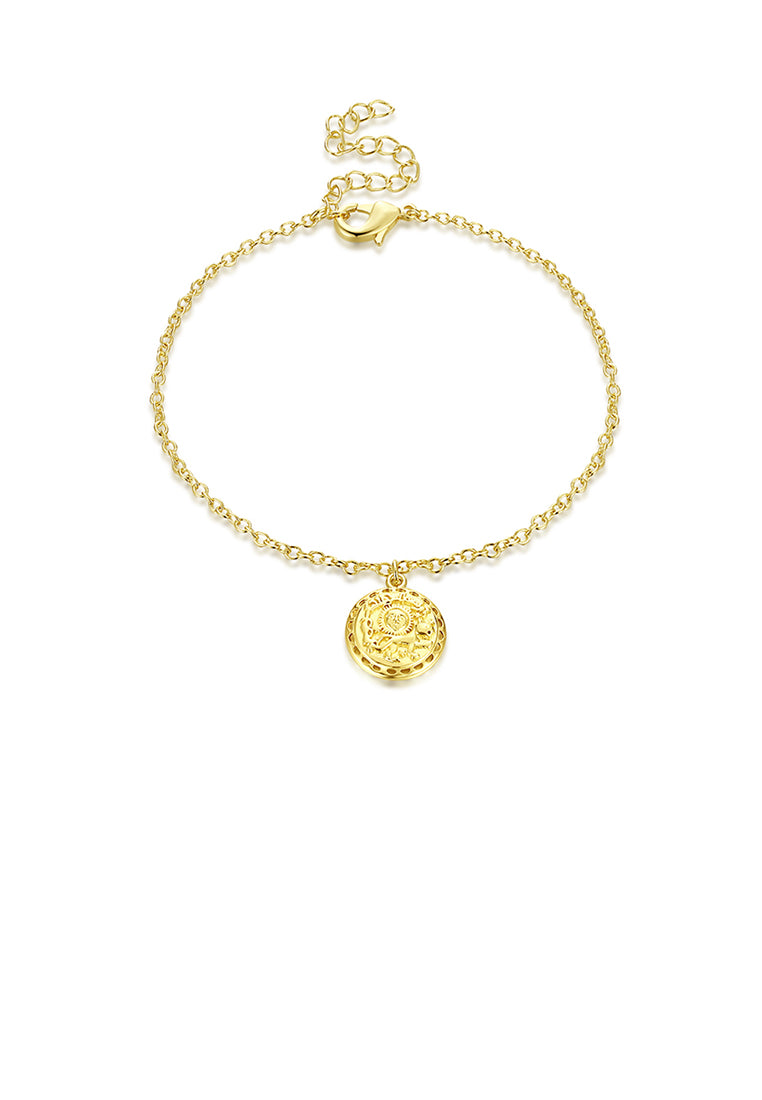 Fashion Simple Plated Gold Disc Hollow Bracelet