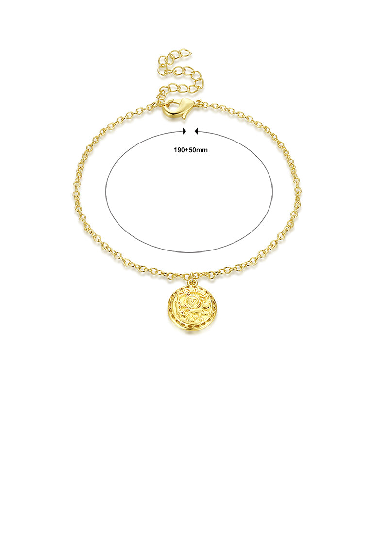 Fashion Simple Plated Gold Disc Hollow Bracelet