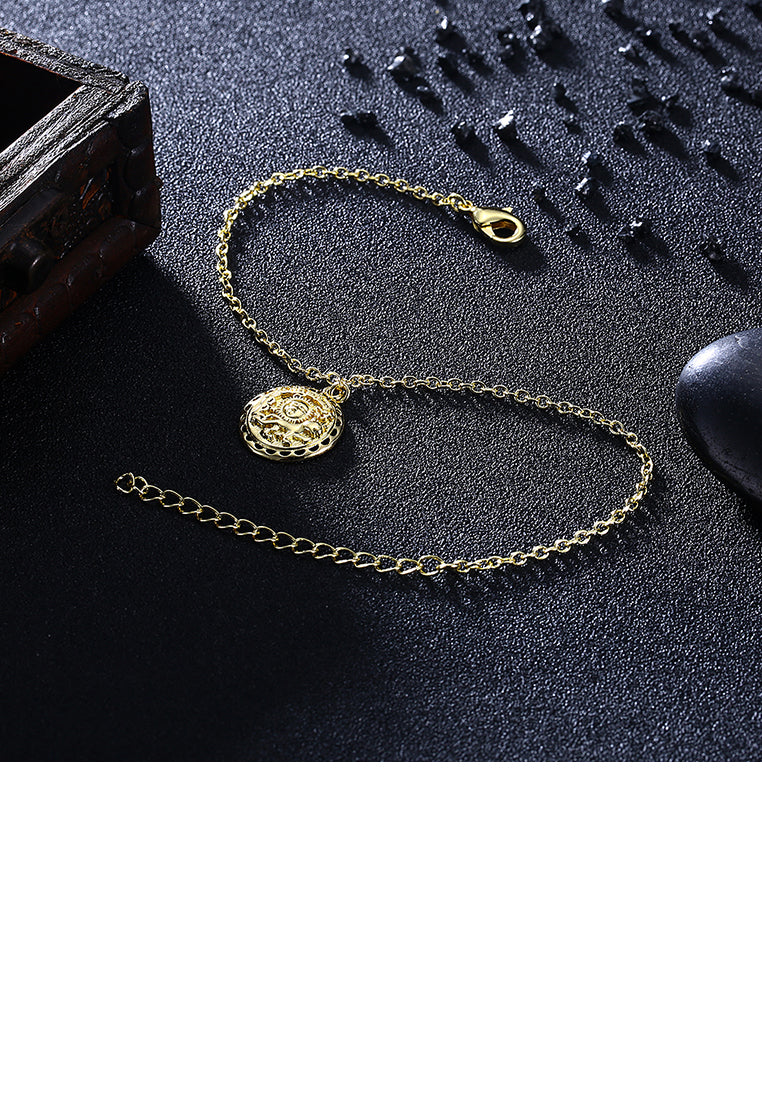 Fashion Simple Plated Gold Disc Hollow Bracelet
