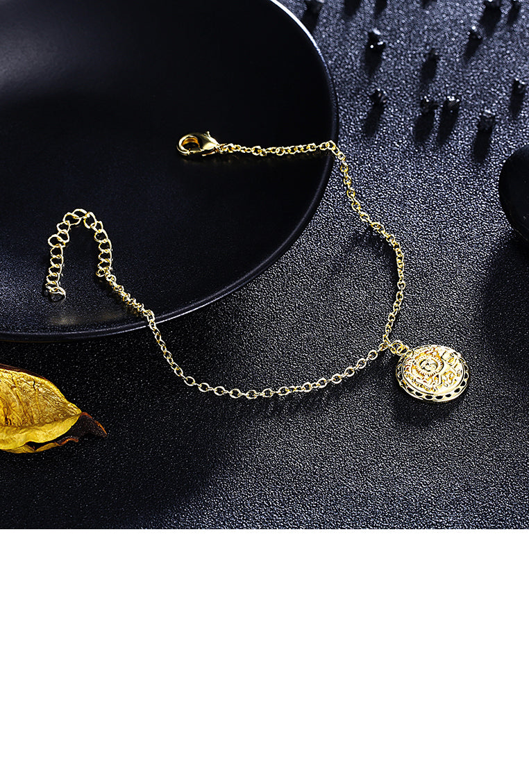 Fashion Simple Plated Gold Disc Hollow Bracelet