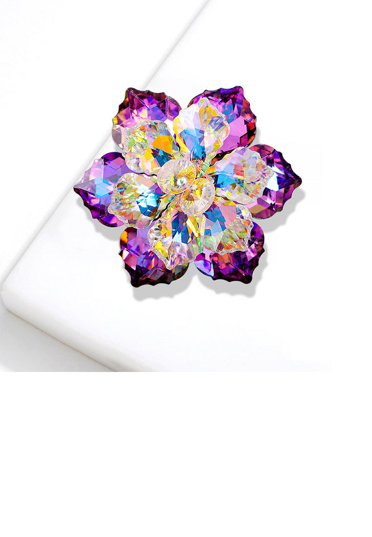 Fashion Brilliant Purple Snowflake Brooch with Cubic Zirconia - Luxurious Look
