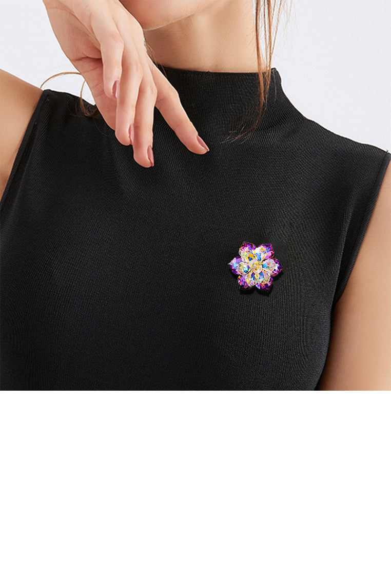 Fashion Brilliant Purple Snowflake Brooch with Cubic Zirconia - Luxurious Look