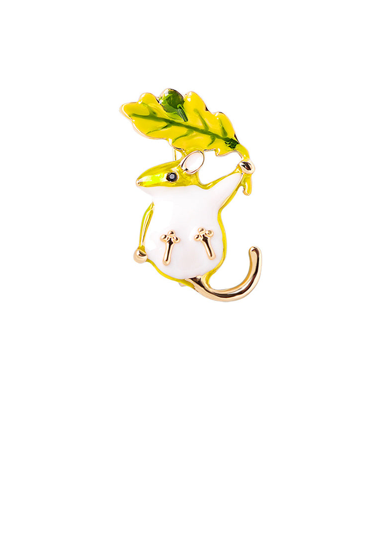Simple and Cute Plated Gold Enamel Squirrel Brooch
