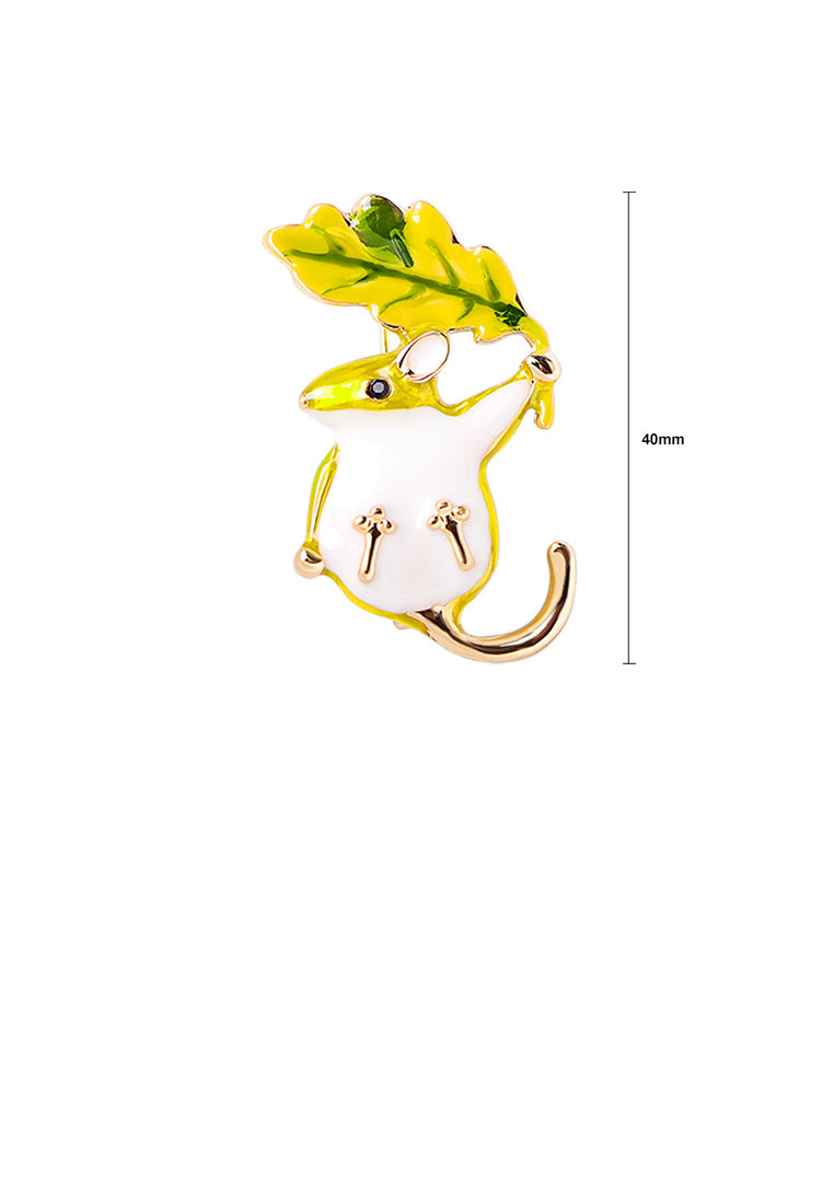 Simple and Cute Plated Gold Enamel Squirrel Brooch