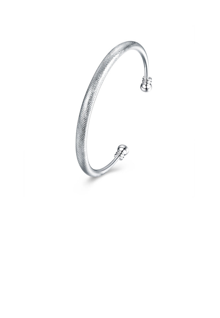 Fashion Simple Textured Geometric Round Open Bangle