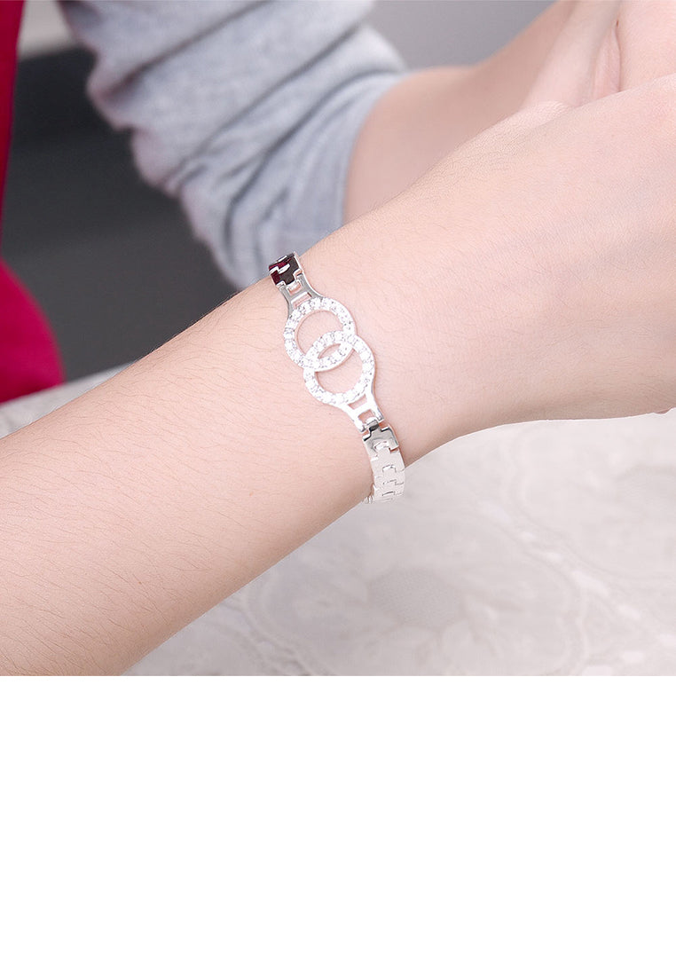 Fashion Elegant Double Circle Bracelet with Austrian Element Crystal