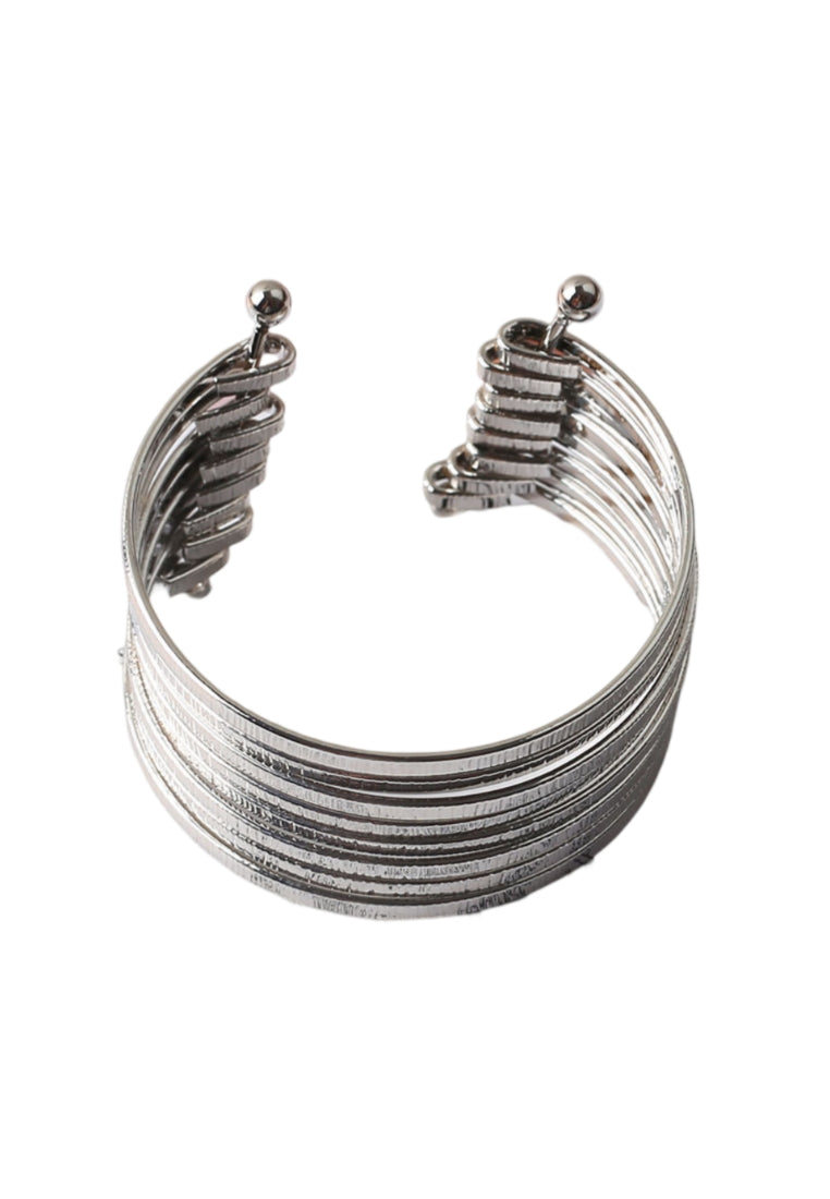 Fashion Exaggerated Textured Multi Layer Open Bangle