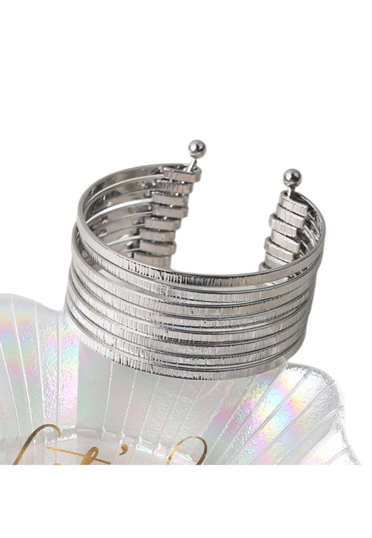 Fashion Exaggerated Textured Multi Layer Open Bangle