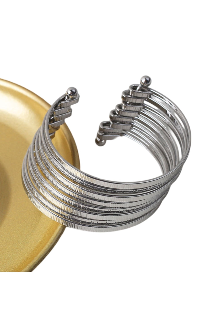 Fashion Exaggerated Textured Multi Layer Open Bangle