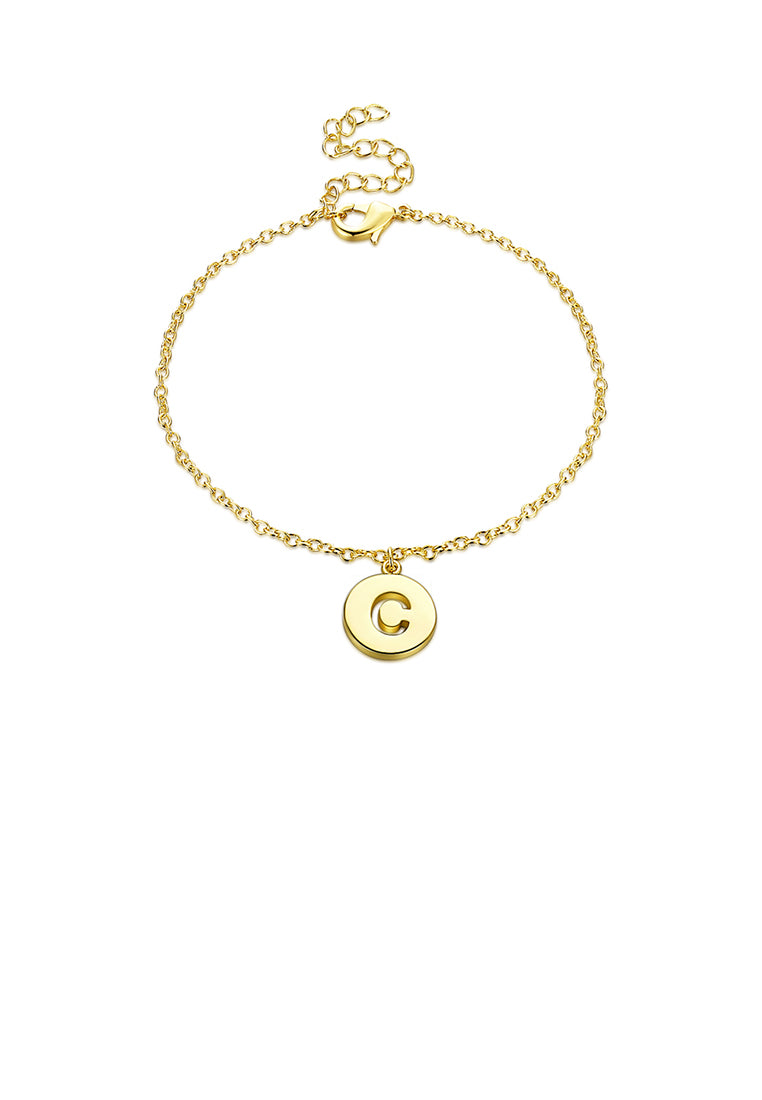 Simple Plated Gold Letter C Round Bracelet