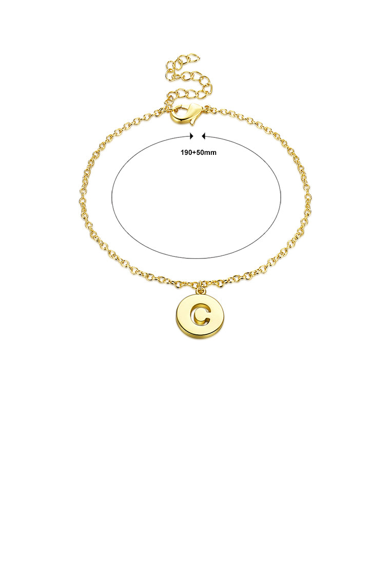 Simple Plated Gold Letter C Round Bracelet