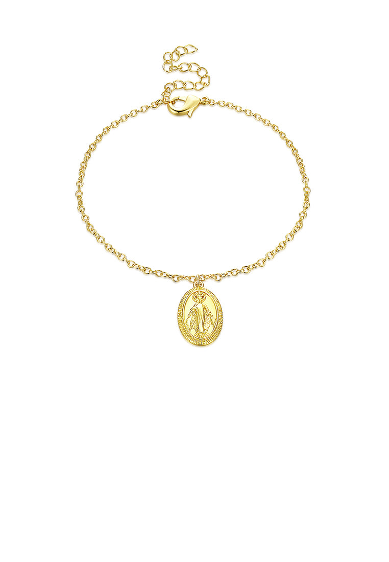 Simple Plated Gold Madonna Oval Bracelet