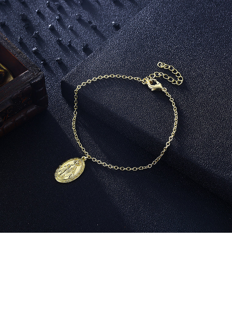 Simple Plated Gold Madonna Oval Bracelet
