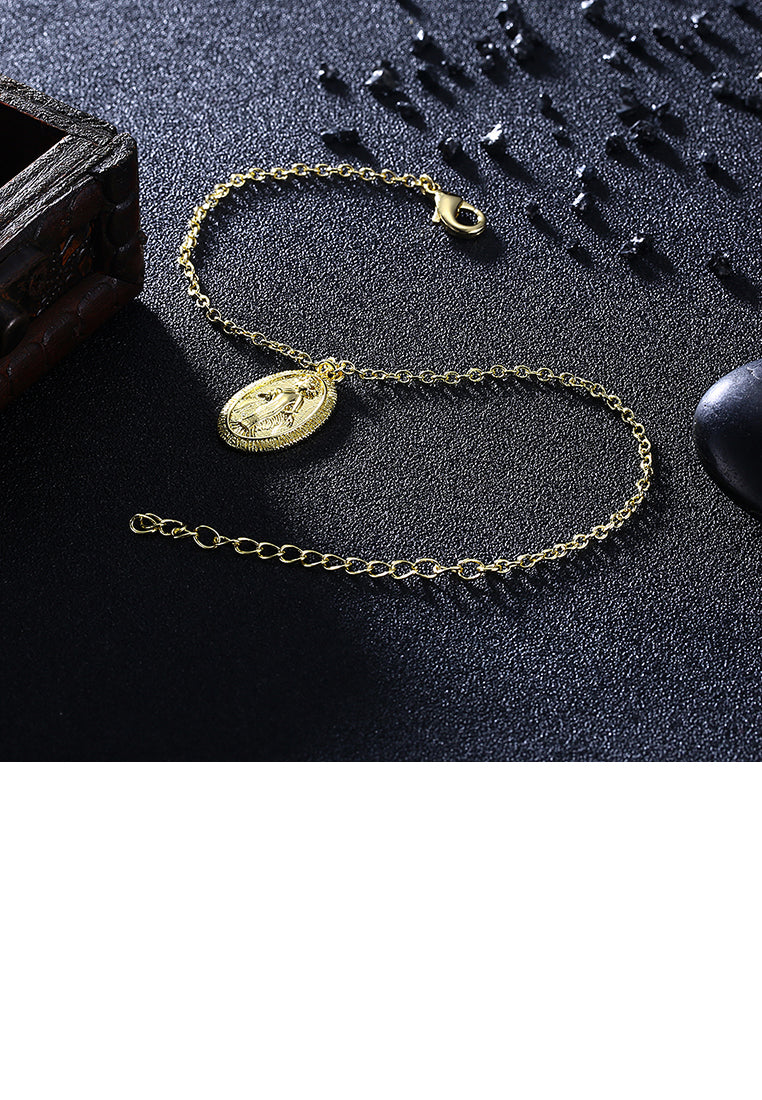 Simple Plated Gold Madonna Oval Bracelet
