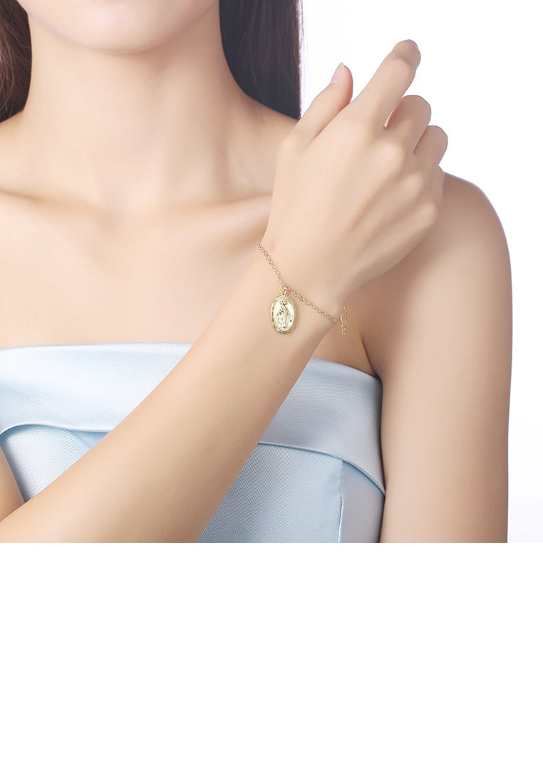 Simple Plated Gold Madonna Oval Bracelet