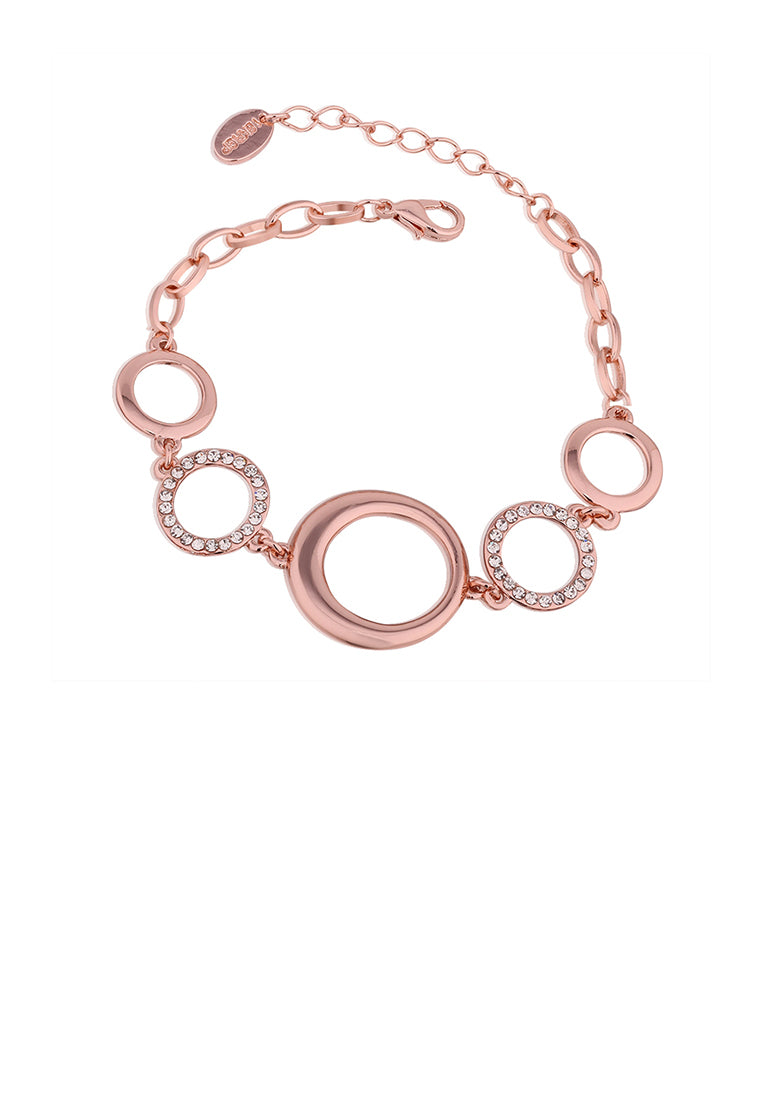 Elegant Plated Rose Gold Circle Bracelet with Austrian Element Crystal