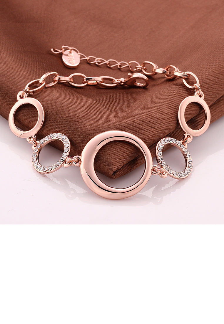 Elegant Plated Rose Gold Circle Bracelet with Austrian Element Crystal