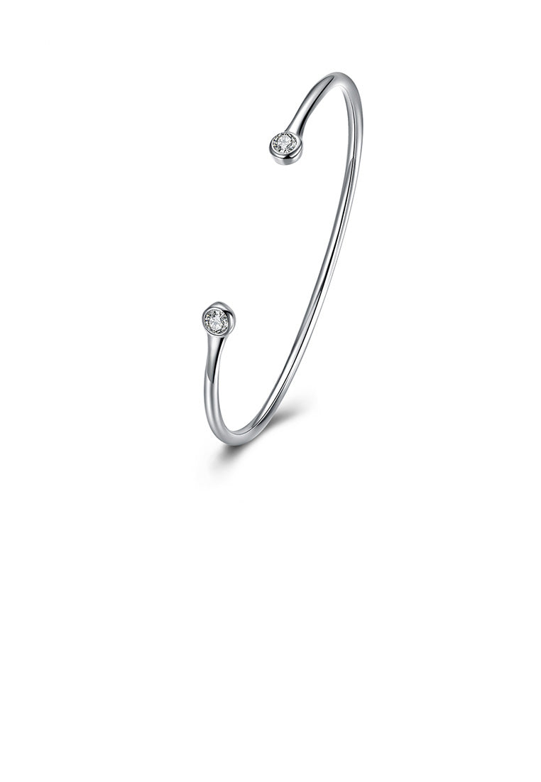 Simple and Fashion Geometric Cubic Zircon Open Bangle