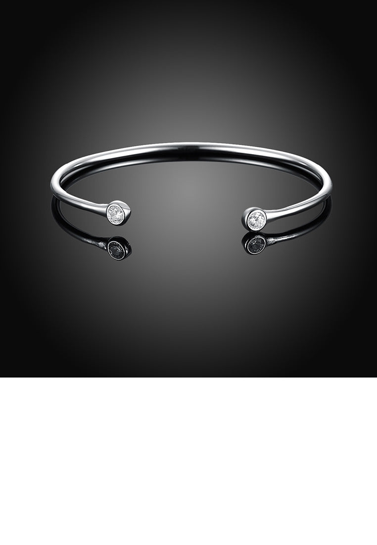 Simple and Fashion Geometric Cubic Zircon Open Bangle