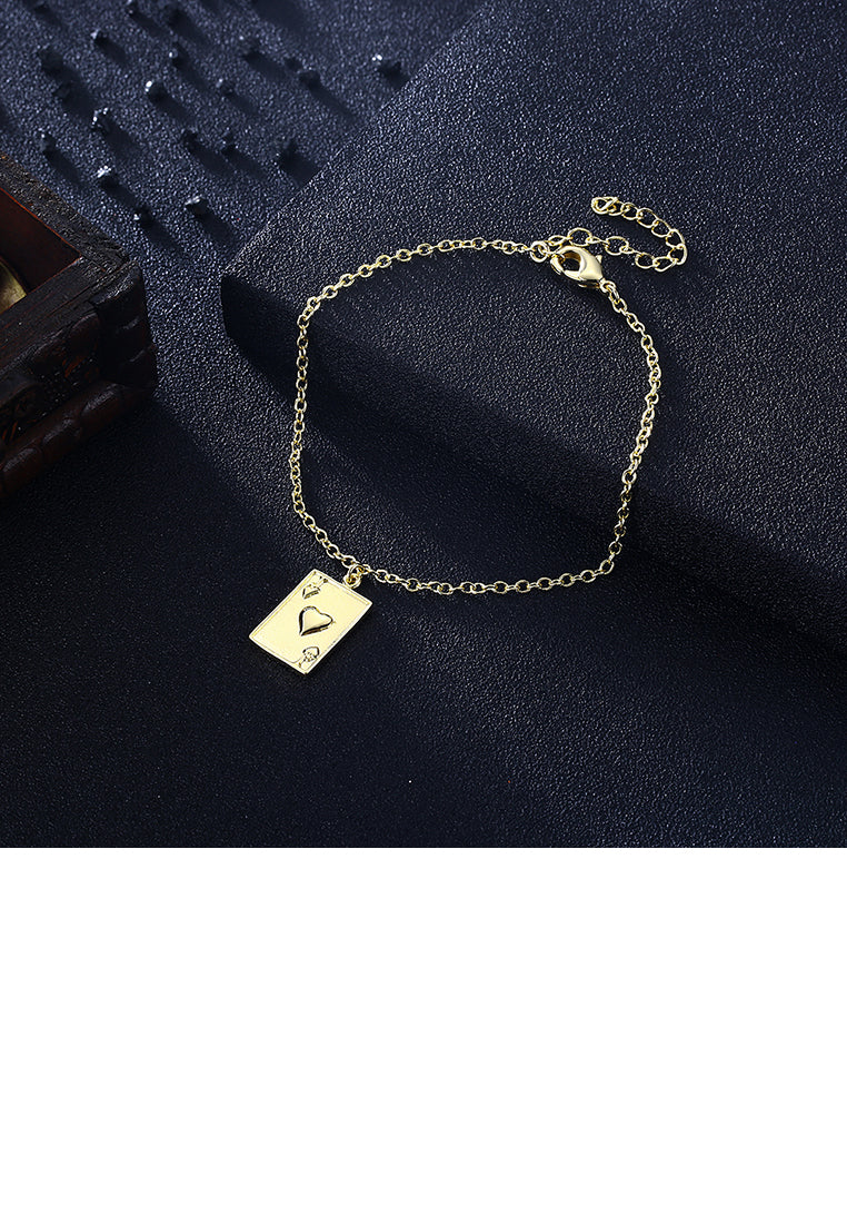 Fashion Simple Plated Gold Poker Bracelet