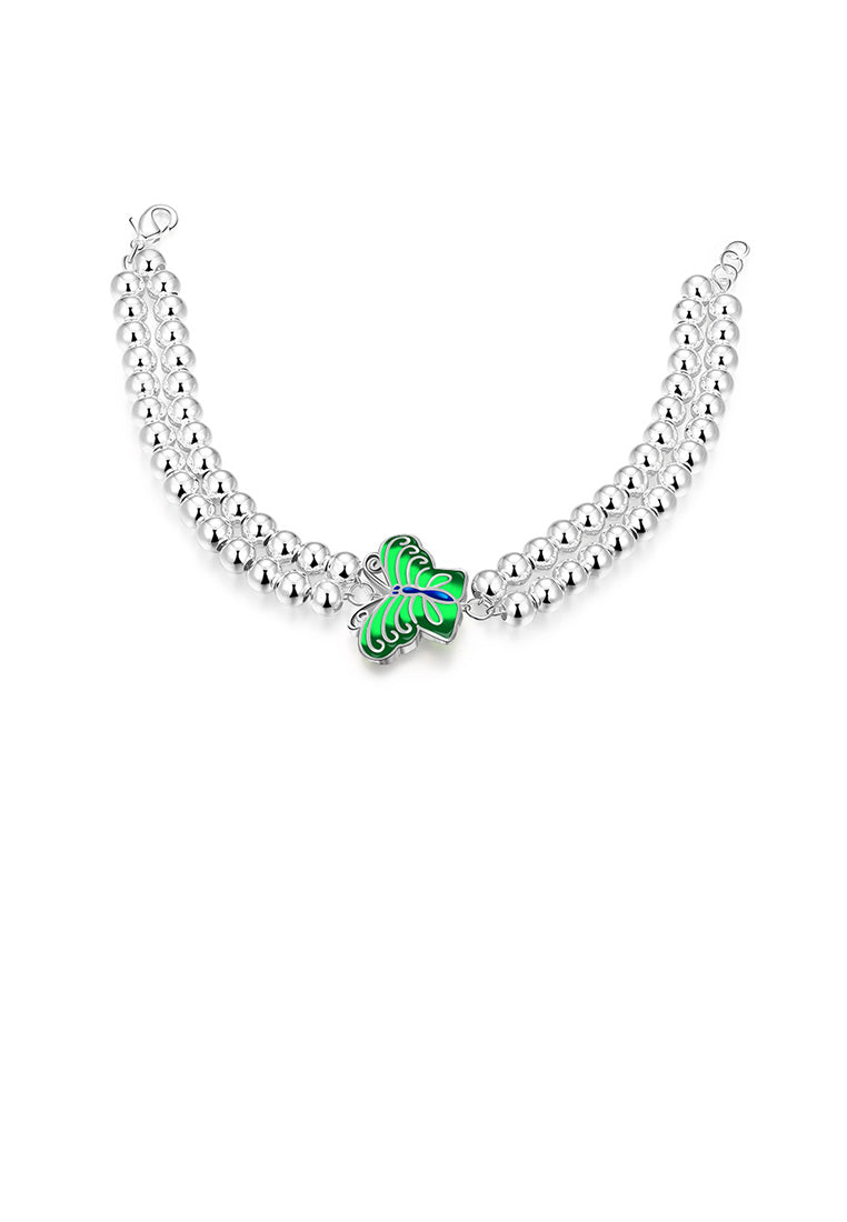 Elegant and Fashion Green Butterfly Ball Bead Bracelet