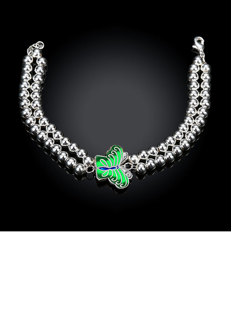 Elegant and Fashion Green Butterfly Ball Bead Bracelet