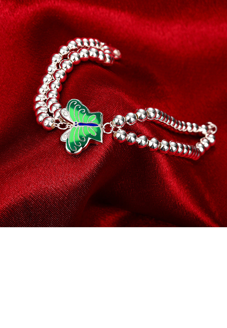 Elegant and Fashion Green Butterfly Ball Bead Bracelet