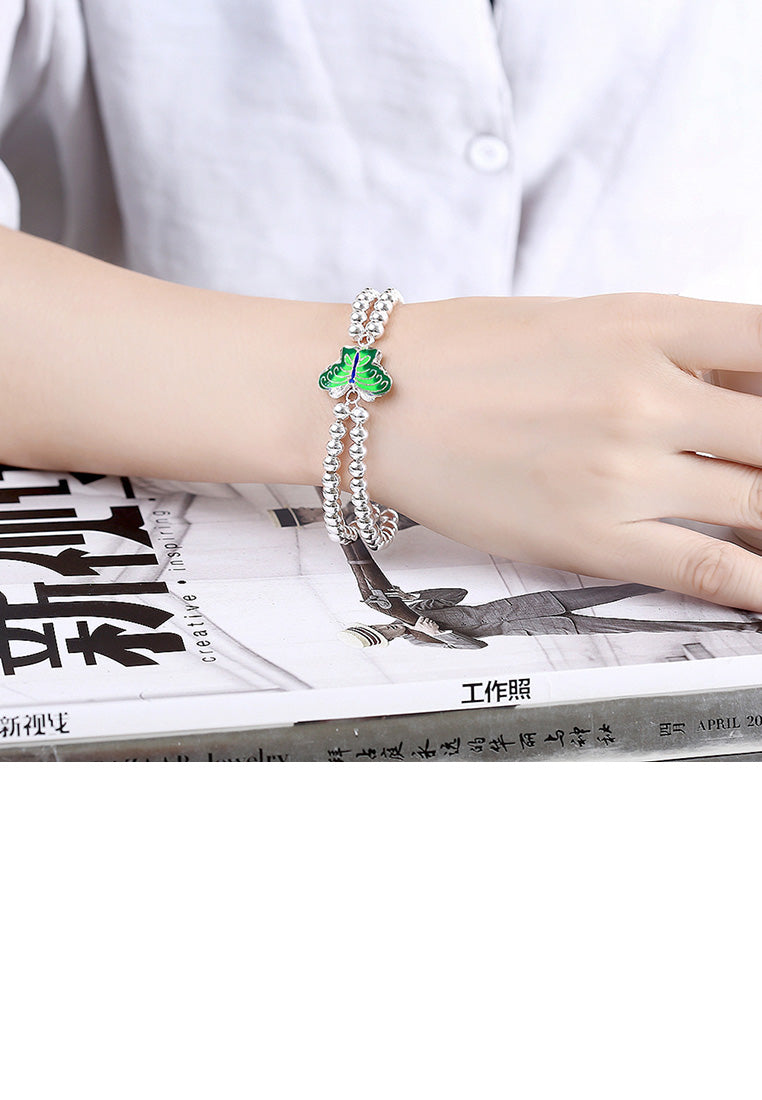 Elegant and Fashion Green Butterfly Ball Bead Bracelet