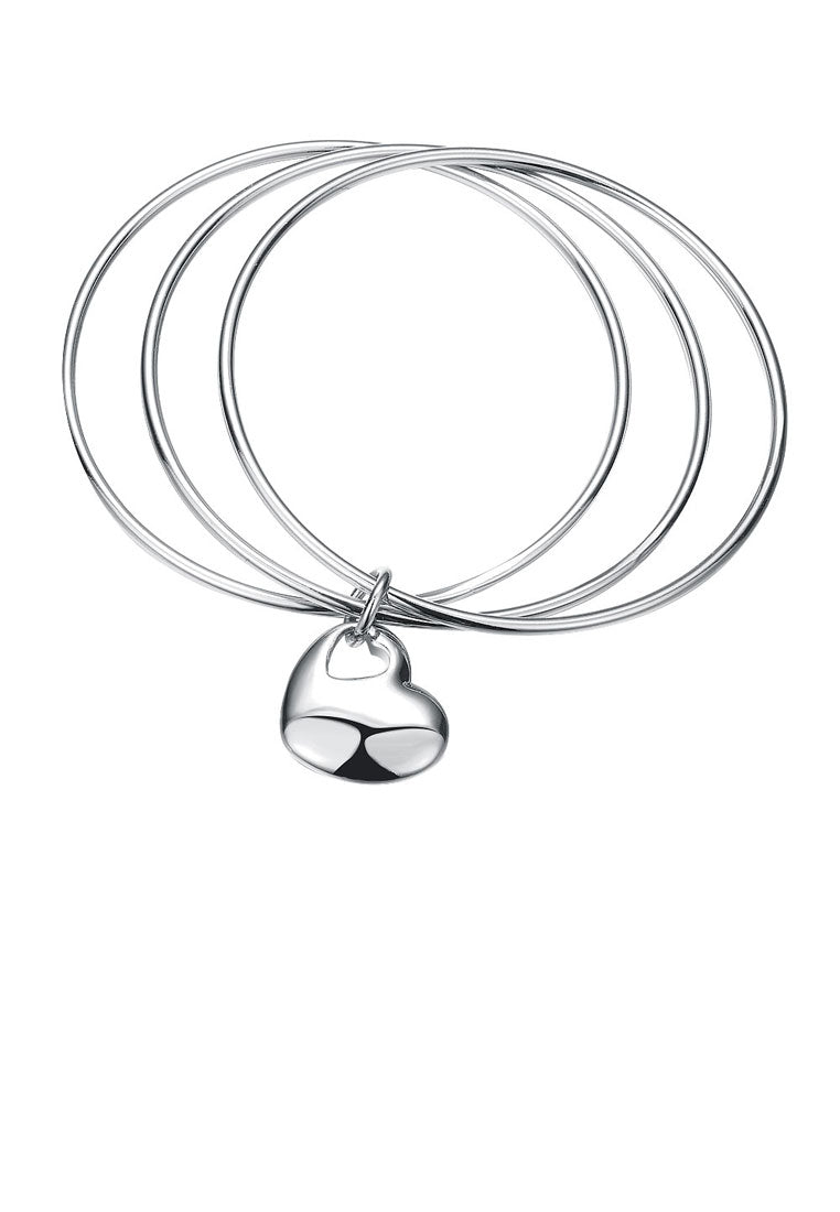925 Silver Plated Elegant Heart Bangle