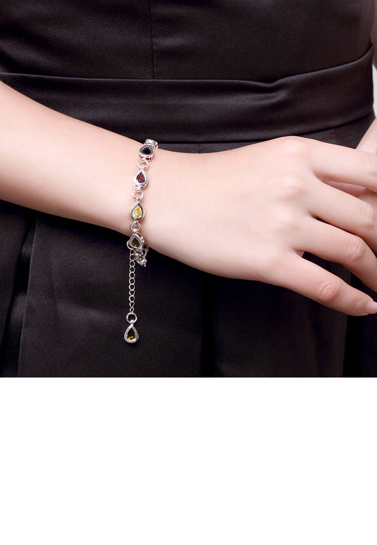 Simple and Fashion Colorful Water Drop-shaped Bracelet with Austrian Element Crystal