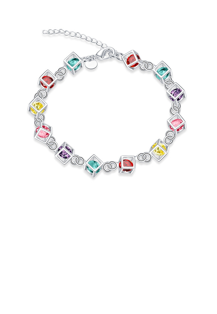 Simple Geometric Square Bracelet with Colorful Austrian Element Crystals