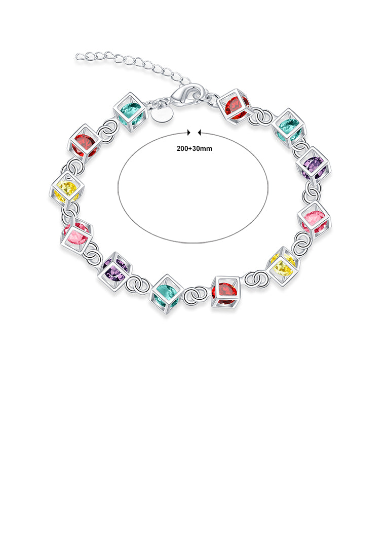 Simple Geometric Square Bracelet with Colorful Austrian Element Crystals