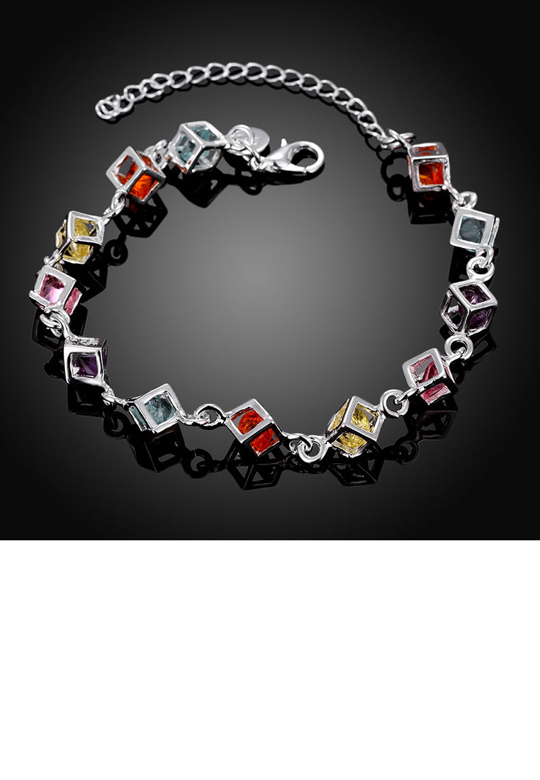 Simple Geometric Square Bracelet with Colorful Austrian Element Crystals