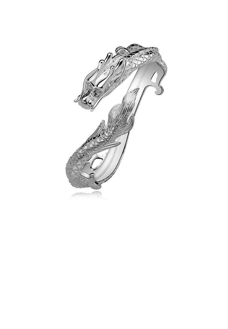 Elegant Fashion White Chinese Zodiac Dragon Opening Bangle